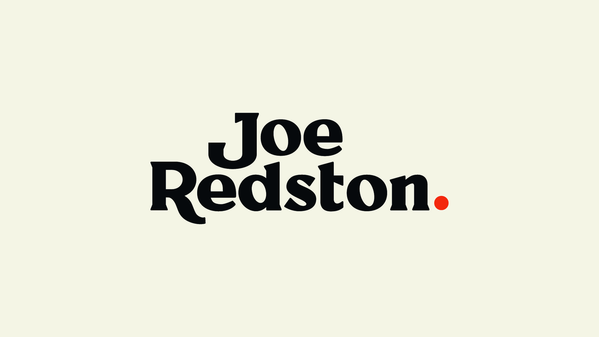 Joe Redston personal brand logotype with warm, editorial styling to contrast the Raise Global identity