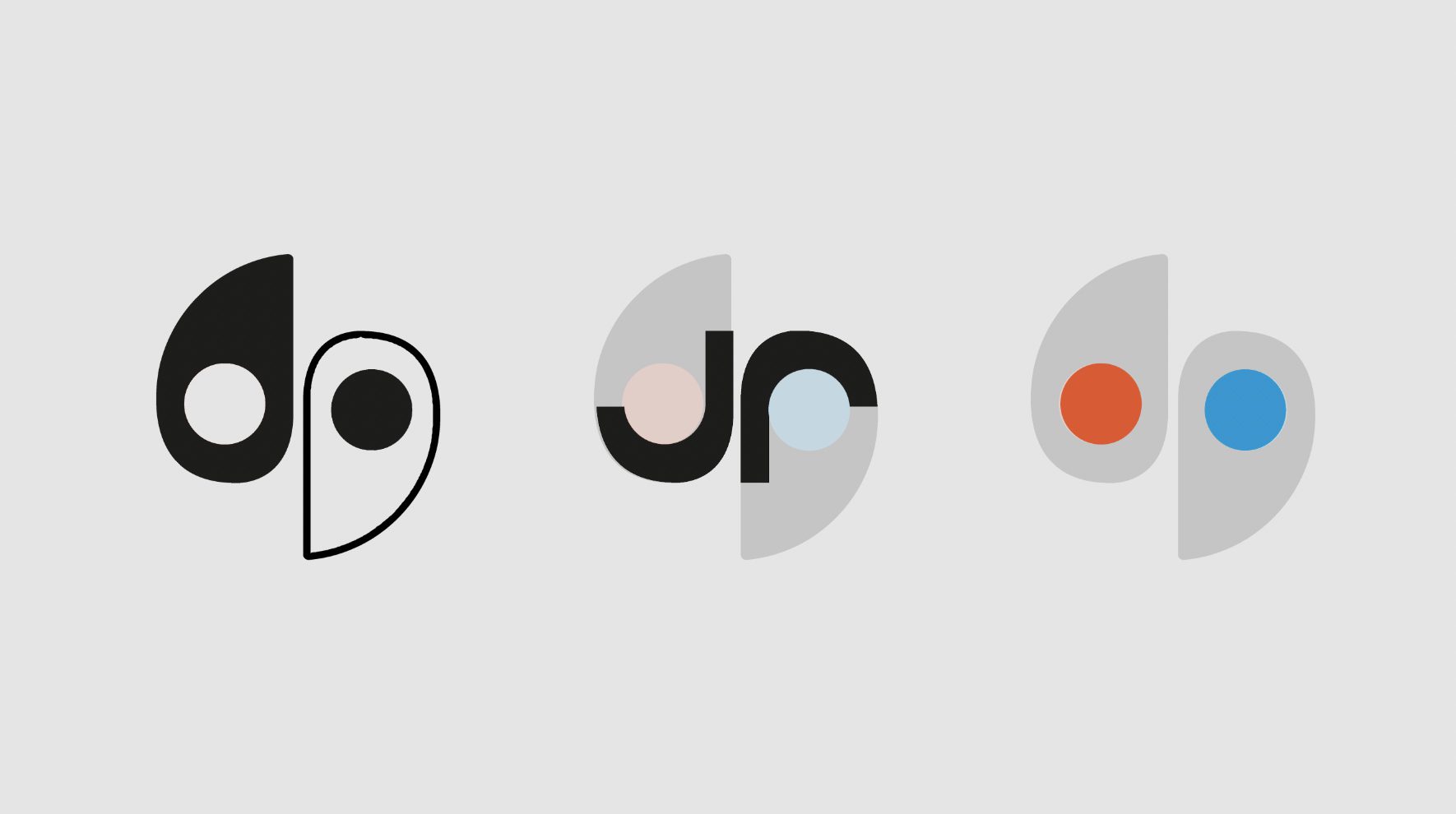 Diagram showing the construction of Joe Redston’s personal brand symbol, using opposing forms to reflect contrast, clarity, and balance across his identity.